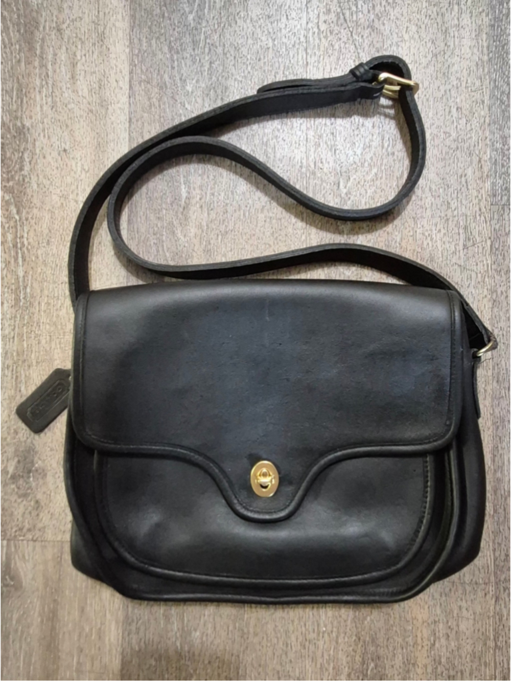 Women's Vtg Coach Leather Crossbody Bag One Size Black Gold - Picture 4 of 13